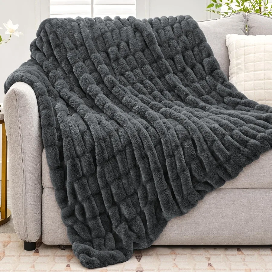 Ultra-Soft Faux Rabbit Fur Throw Blanket 50