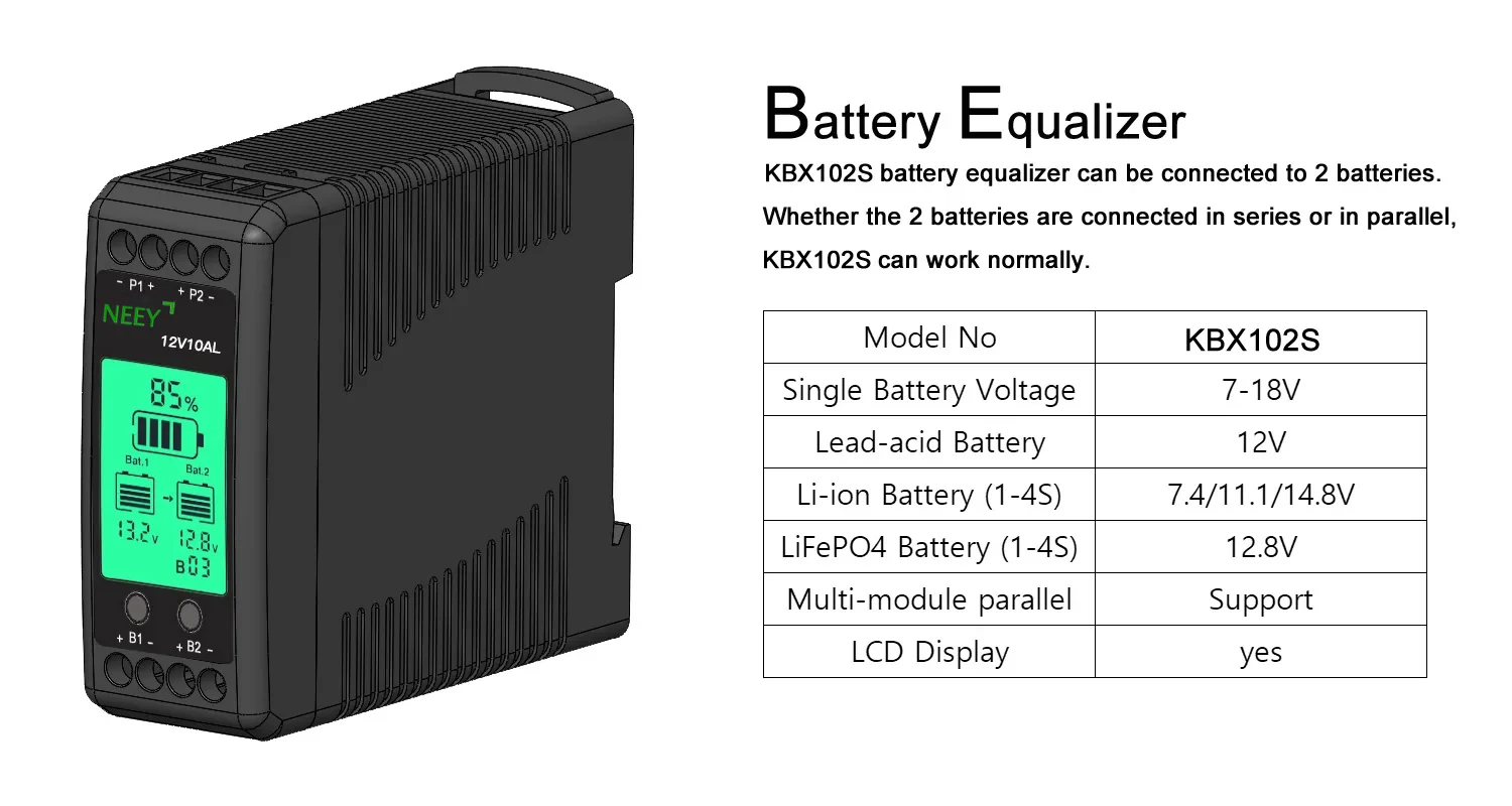 Neey Batterij Equalizer 12v10a Serie Parallel Aansluiten Rail Voltage Balans Lcd Display Lood Zuur Batterij Tester Li-Ion 24V 36V