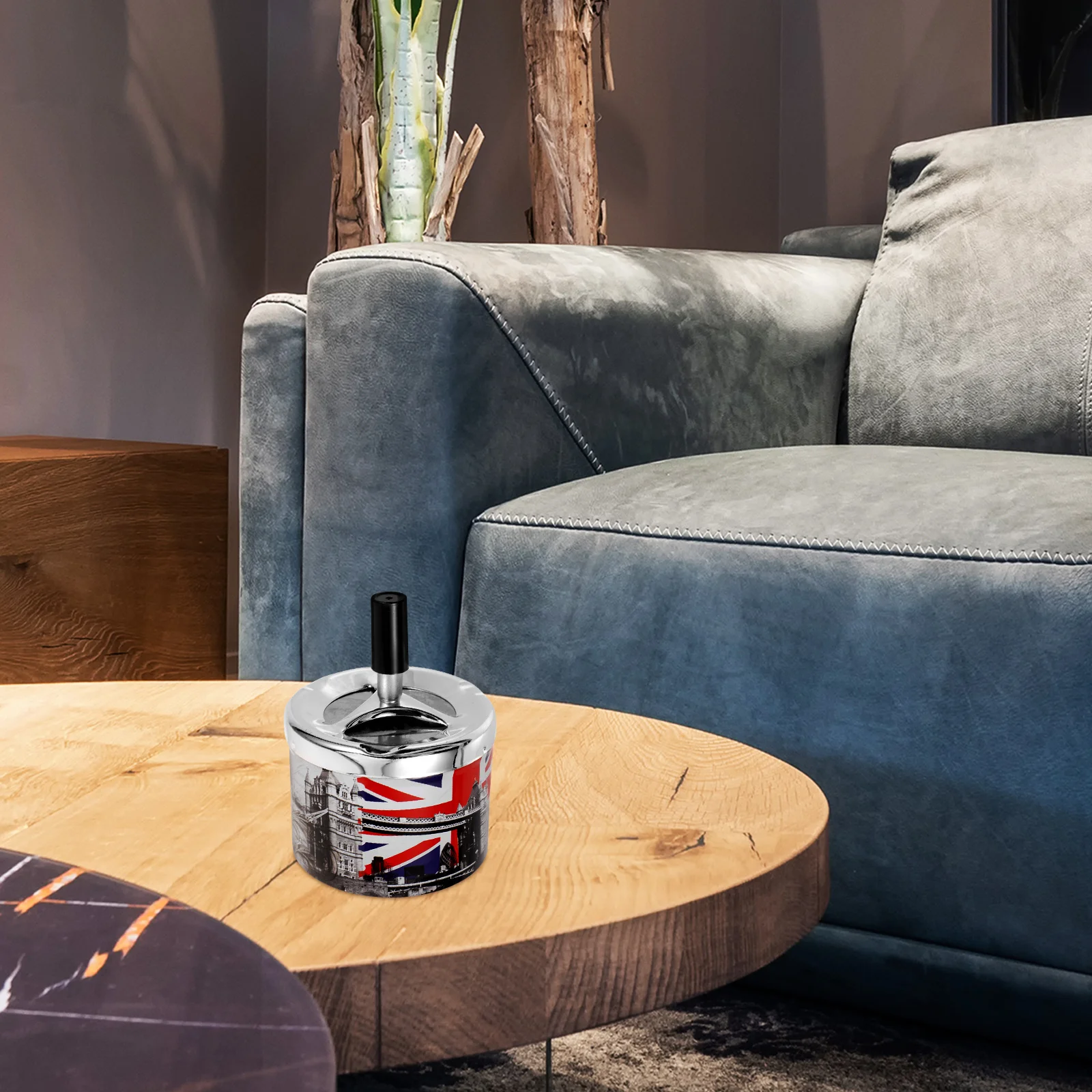 

Rotating Lid Storage Box Stainless Steel Automatic Ashtray For Home Office Bar Car Outdoor Desktop Tray Metal Ashtrays