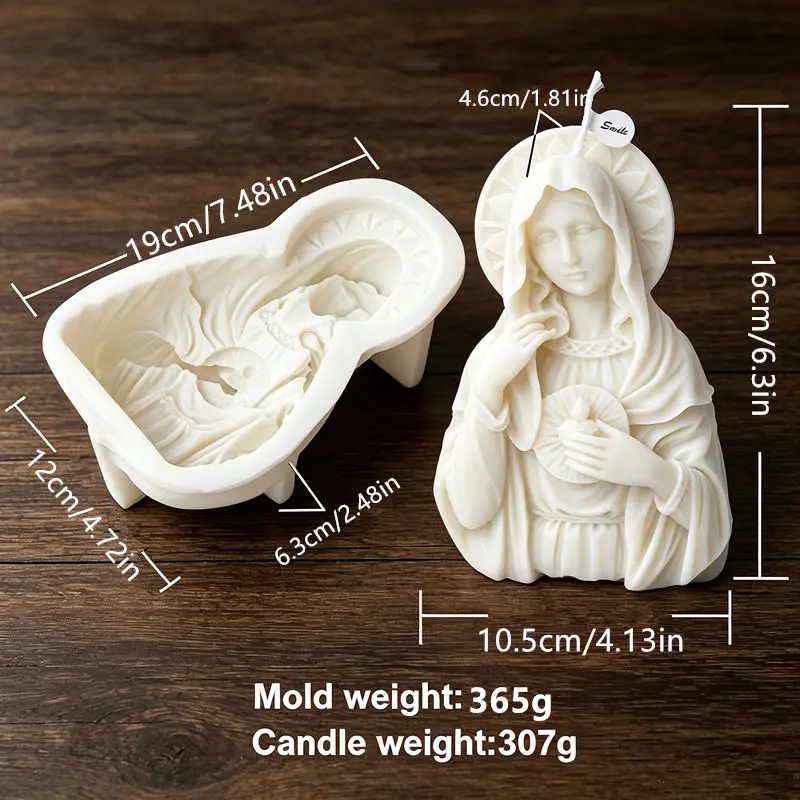 Haloed Female Figure Silicone Candle Mold Religious Sculpture Design DIY Handmade Candle Plaster Resin Craft Home Tabletop Decor