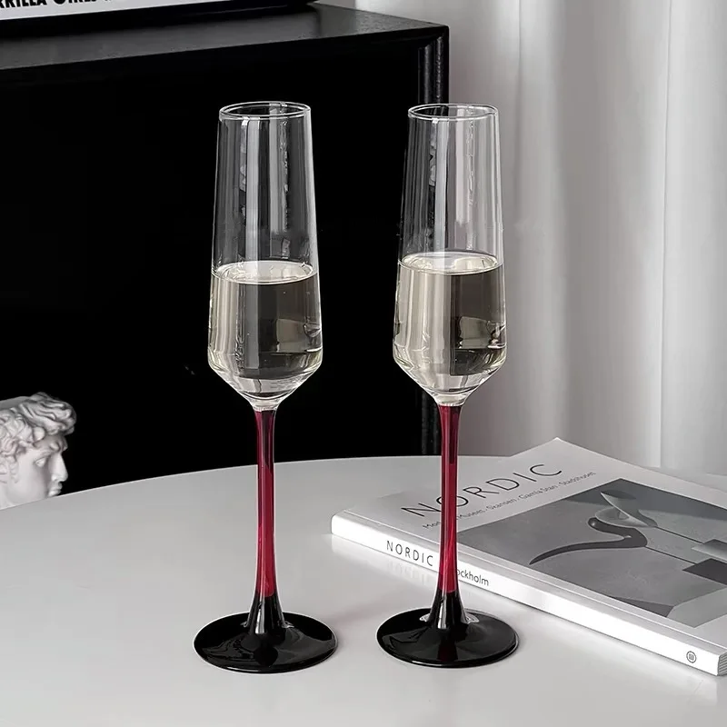 Creative European-style Red Bar Champagne Glass With High Foot Creative Crystal Glass Wine Glass Bar Special Cocktail Glass