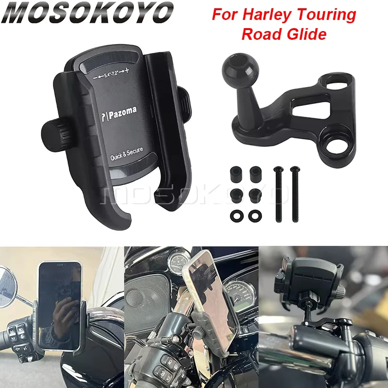 Motorcycle Mobile Phone Holder Adjustable Cell Phone Mount Bracket Stand For Harley Touring Road Glide Special Ultra Limited 15+