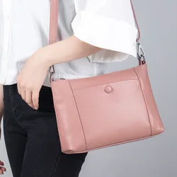 Genuine Leather High-capacity Women's Shoulder Bag, New Versatile and Fashionable Small Square Handbag, Mom's Crossbody Bag