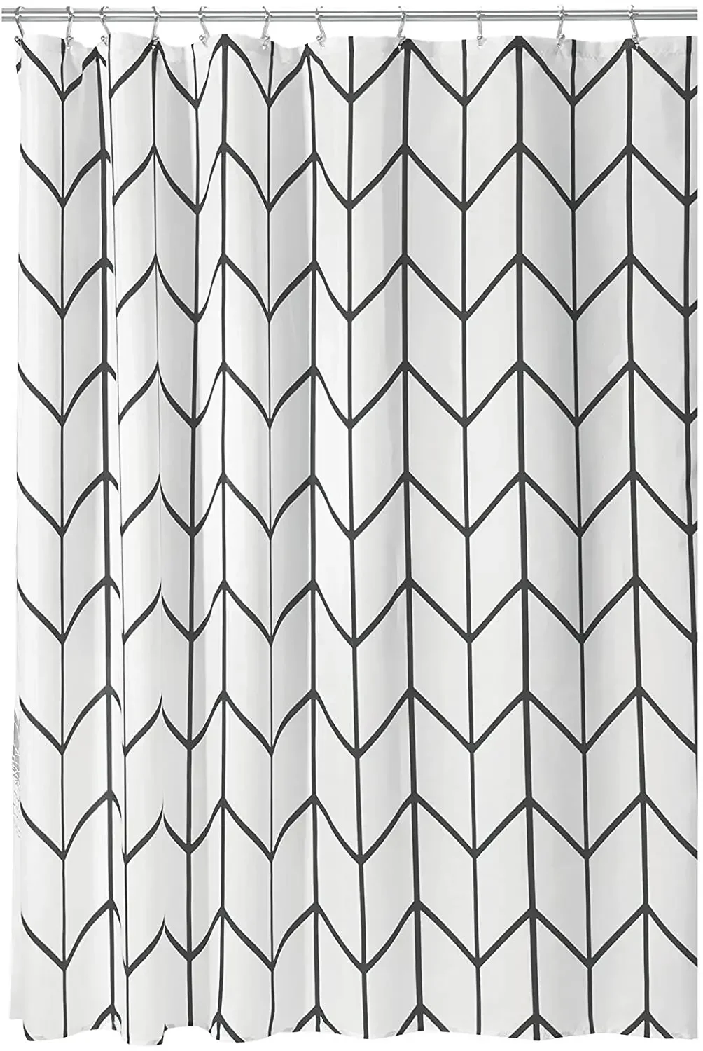 Modern Art Geometric Shower Curtain Set Herringbone Design Black White Striped Wall Cloth Decor Bathroom Polyester Curtains Hook