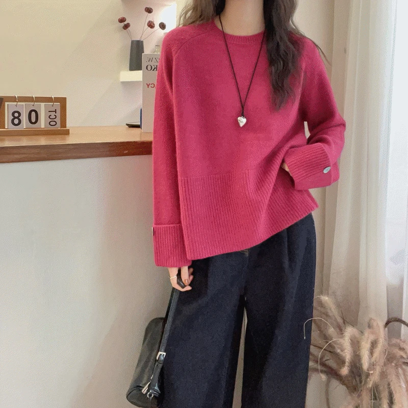 

Свитер из 100% чистого кашемира с круглым вырезом, толстый свитер, свободный, ленивый ветер, короткая вязка.