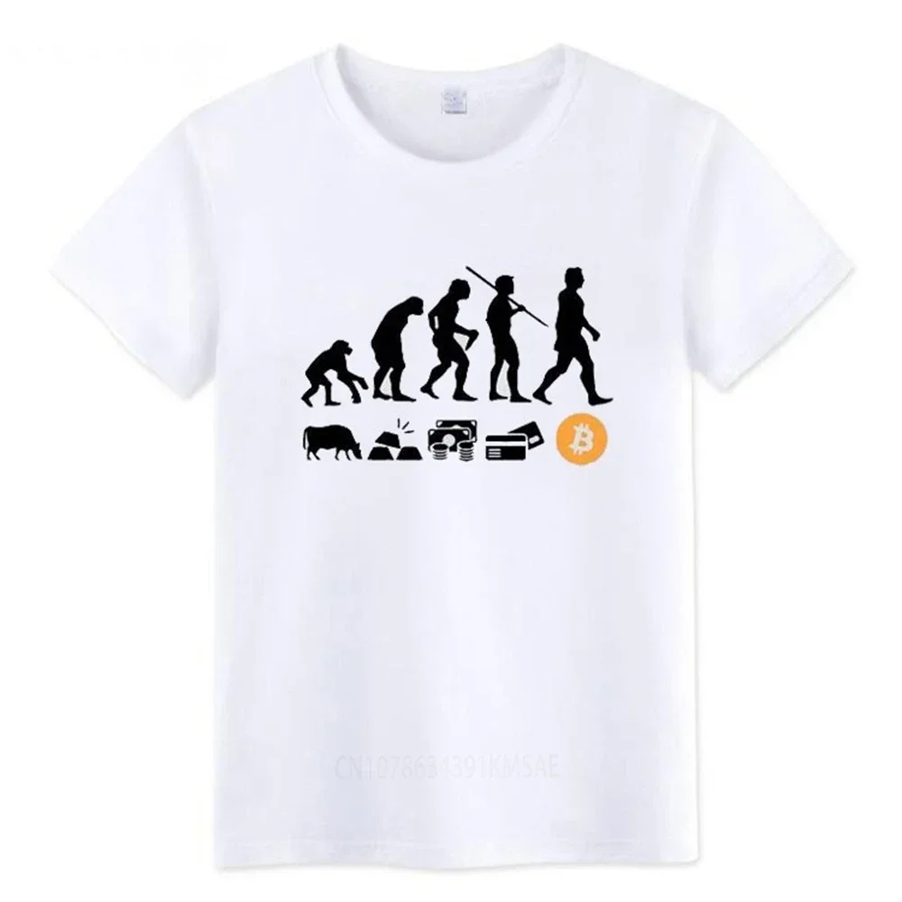 Musk Currency Evolution Same Bitcoin BTC Short Sleeve Men's T-shirt Coin Circle Stir Fried Bitcoin  Cotton Clothing Tops