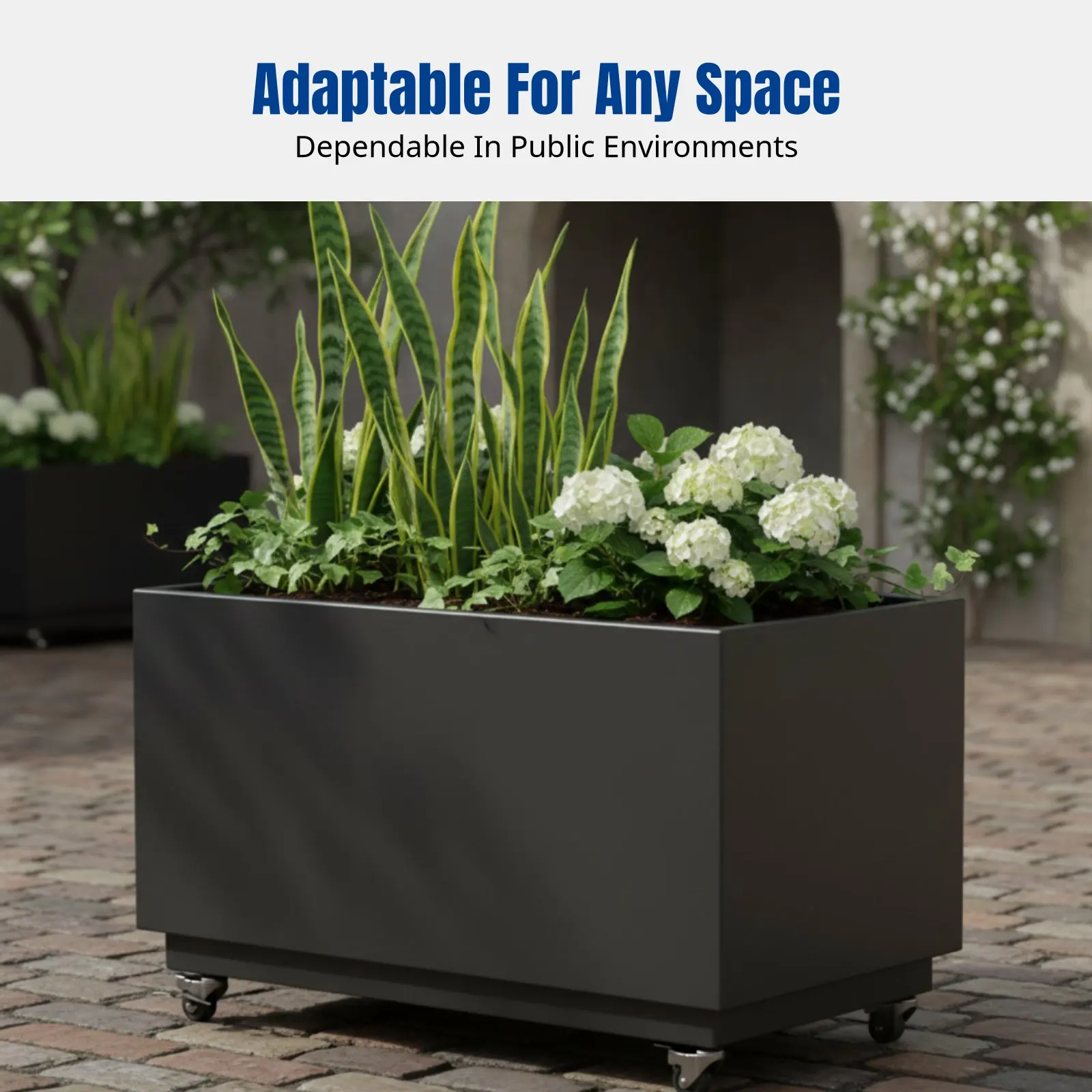 

Уличная железная скамья-кашпо-стол, из нержавеющей стали, передвижная, с перегородкой, на колесиках, разделитель для ограждений, современный минималистичный дизайн