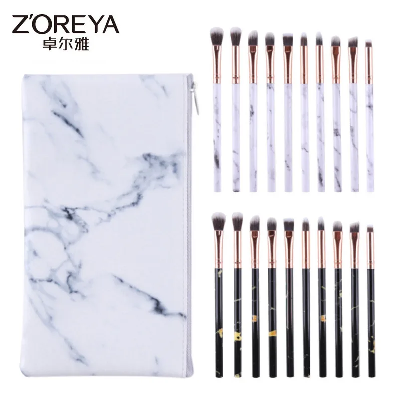 Portable Marble Makeup Brush Set Of 10 Pieces, Eye Makeup Set Brush