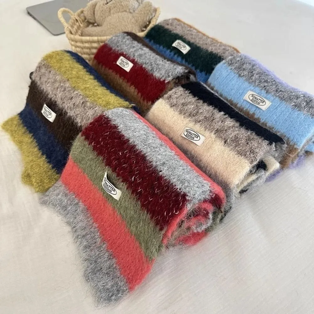 

Simple Preppy Style Plaid Wool Scarf Thicken Winter Cashmere Scarves Long Korean Style Stripe Scarf Girl