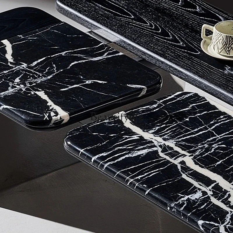 

yj21 Living room household light luxury modern high-end black luxury stone size apartment coffee table
