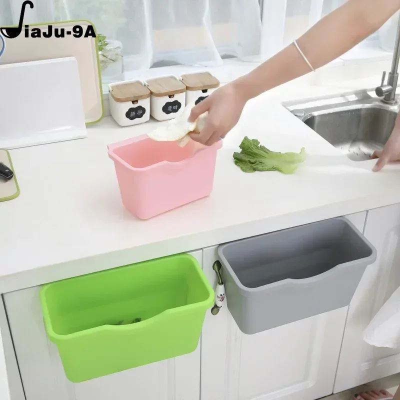 Small Plastic Basket Hanging Trash Can Waste Bin Garbage Can Storage Box Trash Storage Desktop Kitchen Holder Cabinet Door