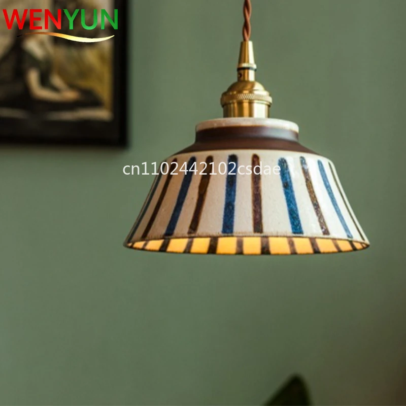 

Wabi-sabi Chinese-style Retro Blue-and-white Porcelain Pendant Lights for Balcony Bedside Dining Room and Kitchen