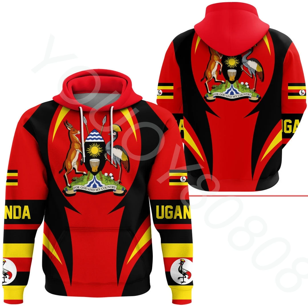 

African Zone Sweatshirts Hoodie Casual Sports Uganda Action Flag Sweatshirts Mens Womens Casual Street Sweatshirts