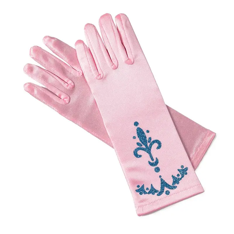 24cmGirls Elsa Gloves Princess Dance Performance Stage Party Wedding Glove Printed Snowflake Full