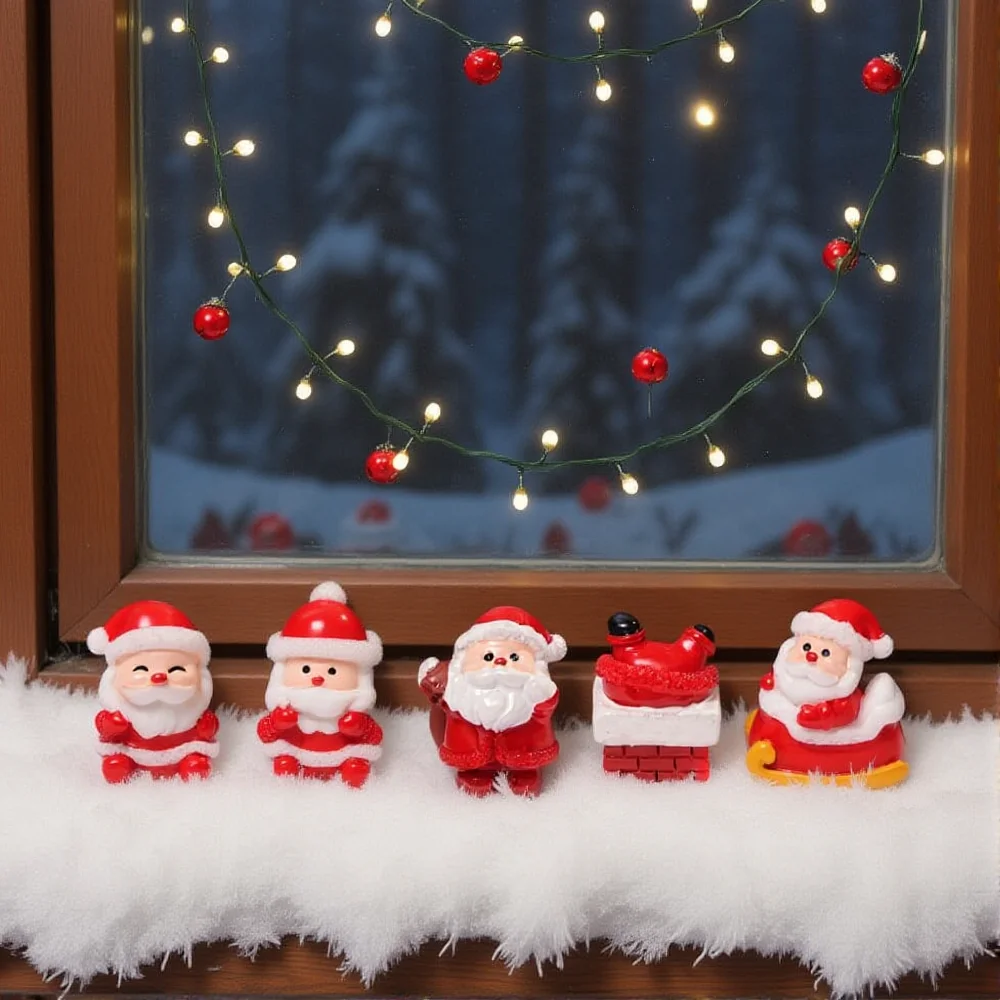 Mini Snow Landscape Resin DIY Craft Decoration Christmas Santa Claus Gift Box Ornament Miniature Snow Landscape Decoration