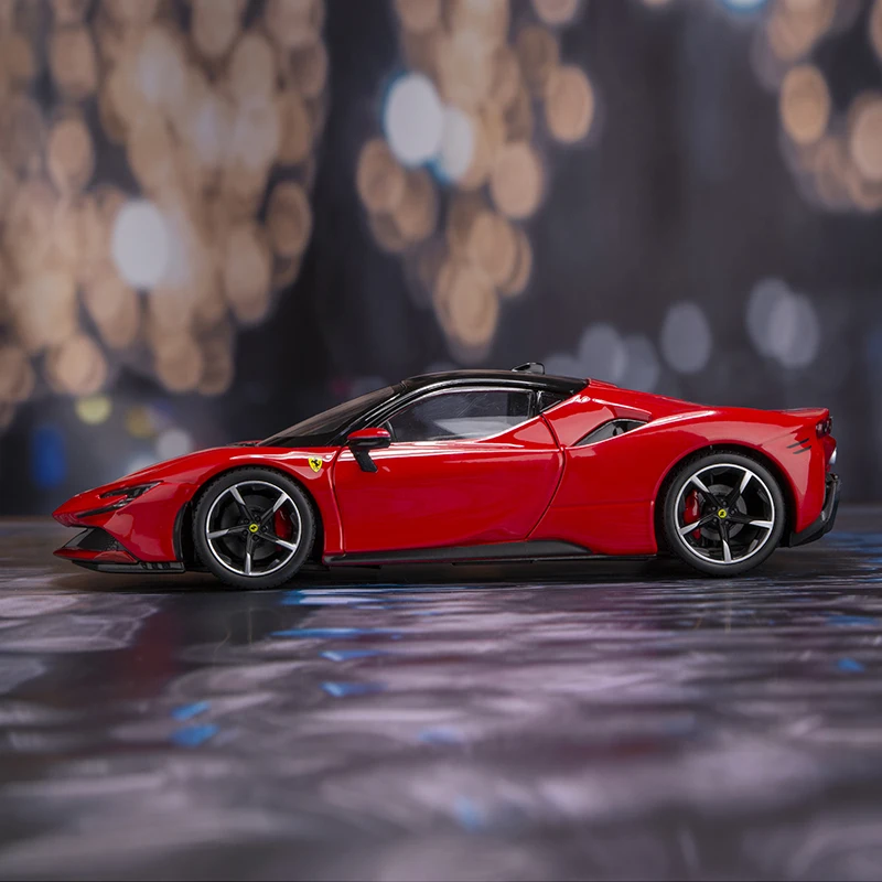 Bburago 1:24 Ferrari SF90 Stradale 합금 스포츠카 정적 다이캐스트 차량, 소장용 모델 장난감, 다이캐스트 Voiture 선물