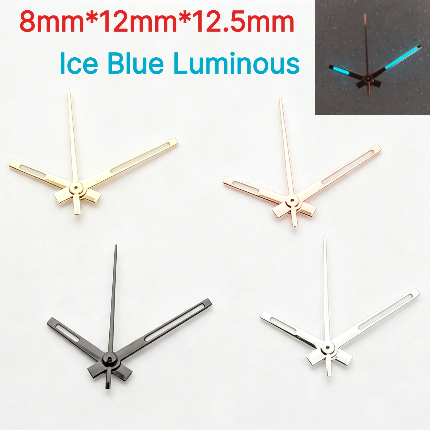 1Set/5Set Watch Hands Ice Blue Luminous for NH35 NH36 Movement Watch Hands Silver/Gold/Rose/Gun Color Hand Watch Parts