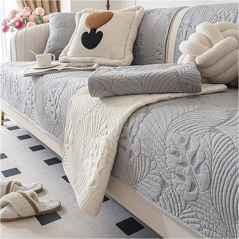 Pure Color Sofa Cover Cotton Four Seasons Universal Sofa Towel Non-slip L Shaped Corner Couch Cover for Living Room Funda Sofá