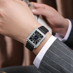 Luxury Leather Watch Fashion Dress Lady Man Wristwatch Square Montre Unisex Male Gifts Casual clock Quartz Wristwatches relojes