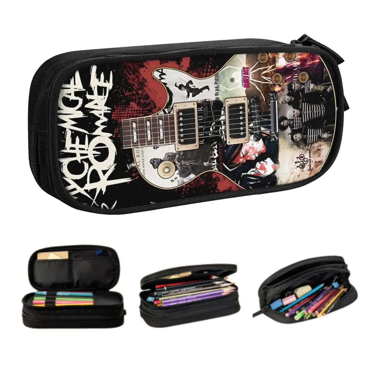 

Custom My Romances Korean Pencil Case Girl Large Capacity Dead Emo Popular Style Pencil Bag Pouch Students Stationery