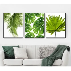 Poster Greenery Wall Picture Room Decoration Tropical Banana Leaf Canvas Painting Fresh Palm Leaves Nordic Green Plant