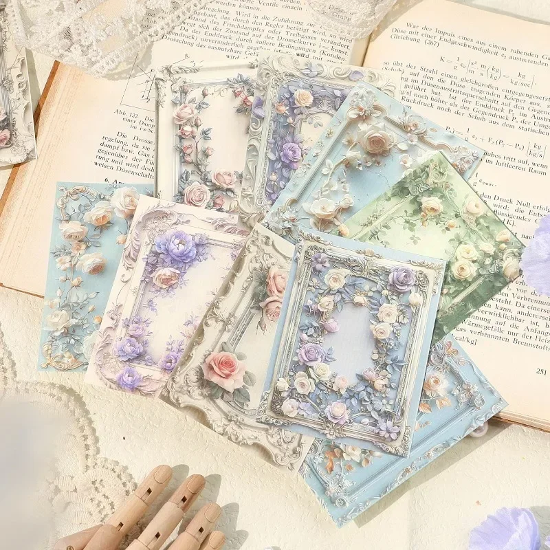 30Pcs Floral Border Stickers Floating Light Garden Series Vintage Journal Collage Supplies DIY Decoration Paper Cute Decoration