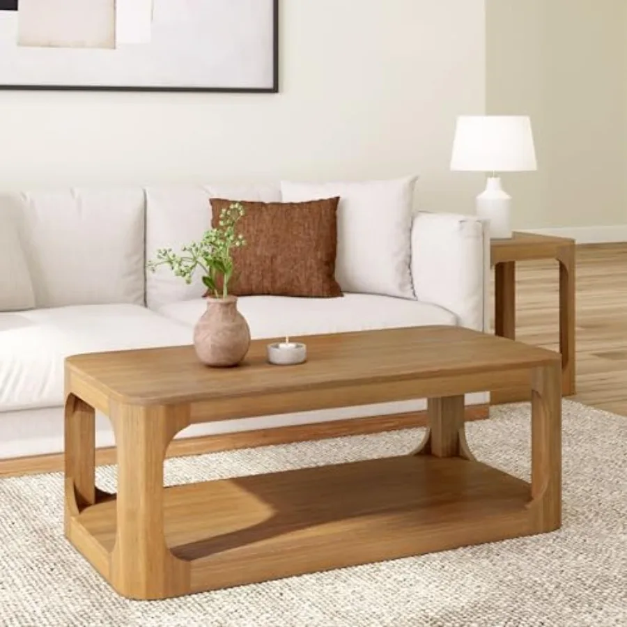 

Forma Coffee Table, Solid Wood 48 Inch Modern Coffee Table with Shelf, Contemporary Center Table with Storage Space, Rectangle