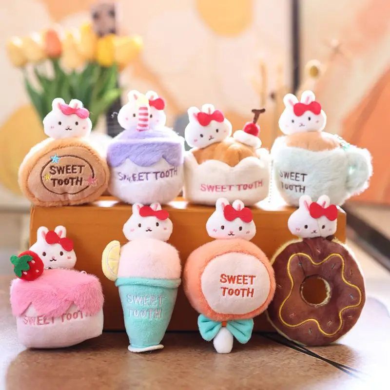 Sanrio Hello Kitty Sweet Tooth Series Cake Afternoon Tea Kawaii Soft Plush Toy Pendant Creativity Home Door Car Keychain Gift