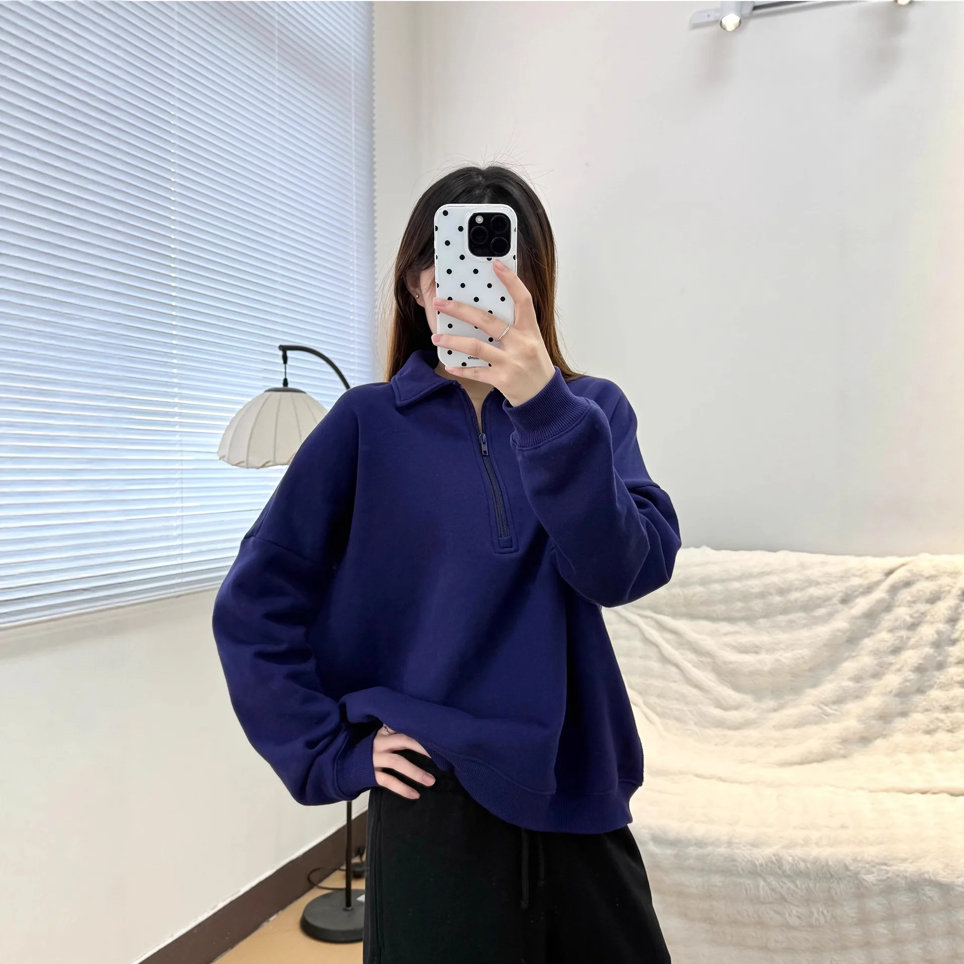 

Kardaian Collar f Zipper Fce Ladies Sweatirt Pure Cotton Open Cardigan Sports Casual Jaet Trendy Long Sve ...