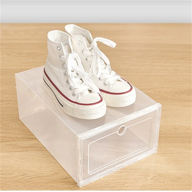 1/2/6PCS Transparent Shoes Case Fold Storage Box Thickened Drawer Case Shoe Boxes Stackable Box Shoe Organizer Dustproof