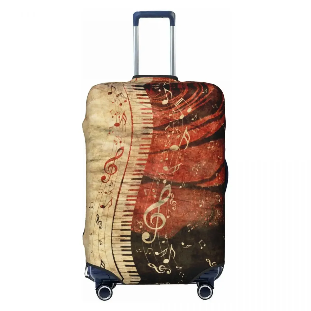 Piano Keys Musical Notes Luggage Cover Elastic Travel Suitcase Protective Covers Suit For 18-32 inch