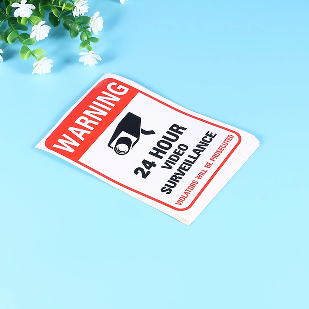 20 Pcs Video Sticker Warning Signs Decals 24 Hour CCTV Monitor Security Alarm Car Wall Metal Smooth