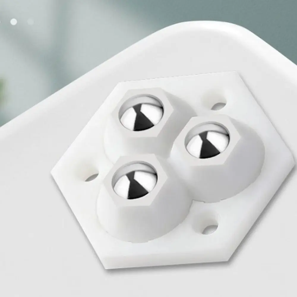 4 قطع بكرة عالمية صغيرة ذاتية اللصق 360 درجة °   خزانة عجلات دوارة ذات 3 خرزات دوارة قابلة للدوران #3