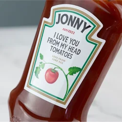 Personalised Tomato Ketchup Sauce Label Vinyl Sticker Funny Novelty Gift Birthday Anniversary Custom Kitchen Jar Name Stickers