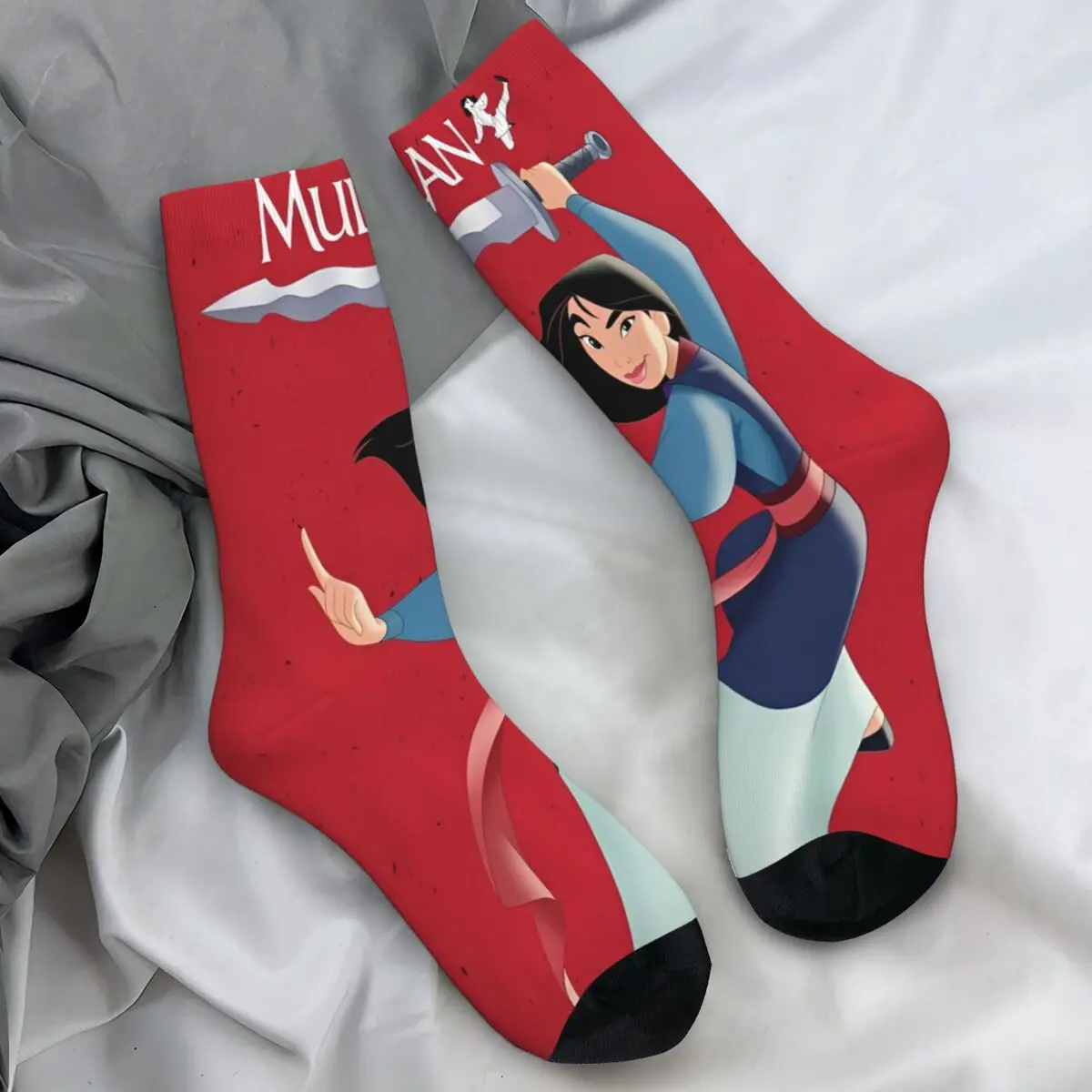 Mulan Cartoon Socks Modern Stockings Unisex Men Comfortable Outdoor Socks Spring Design Non Skid Socks