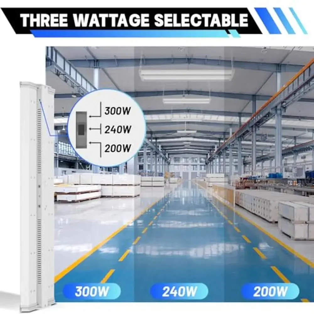 Éclairage LED High Bay, lumière du jour 5000K, 300W, 40500LM, intensité variable, inclinaison réglable, éclairage de magasin de face, qualité commerciale, long, lot de 4