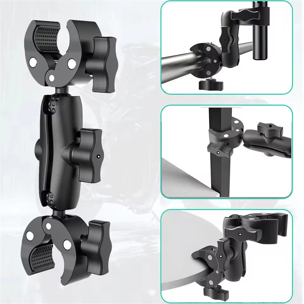 Camera Double Clips Camera Crab Clamp Motorcycle Bicycle Handlebar Clip For GoPro Insta360 One X2 X3 Sports Camera Accessories