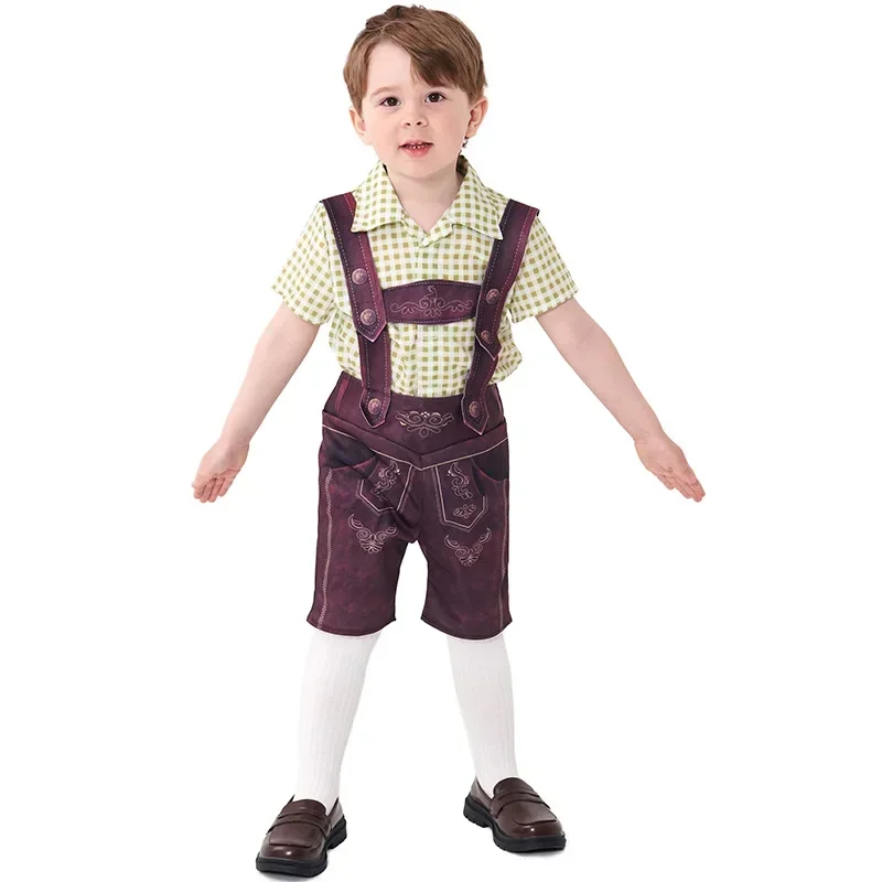 

Children's German Oktoberfest Beer Boy Costume Lederhosen Shirt Suit Cosplay Boys Bavarian Suspenders Oktoberfest Costume