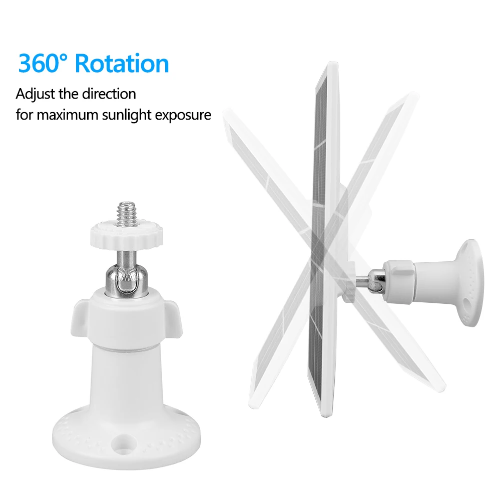 10W Solar Panel Charger Waterproof Camera Solar Panel Charger 360° Adjustable Wall Mount for Ring Stick Up Cam/Spotlight Cam