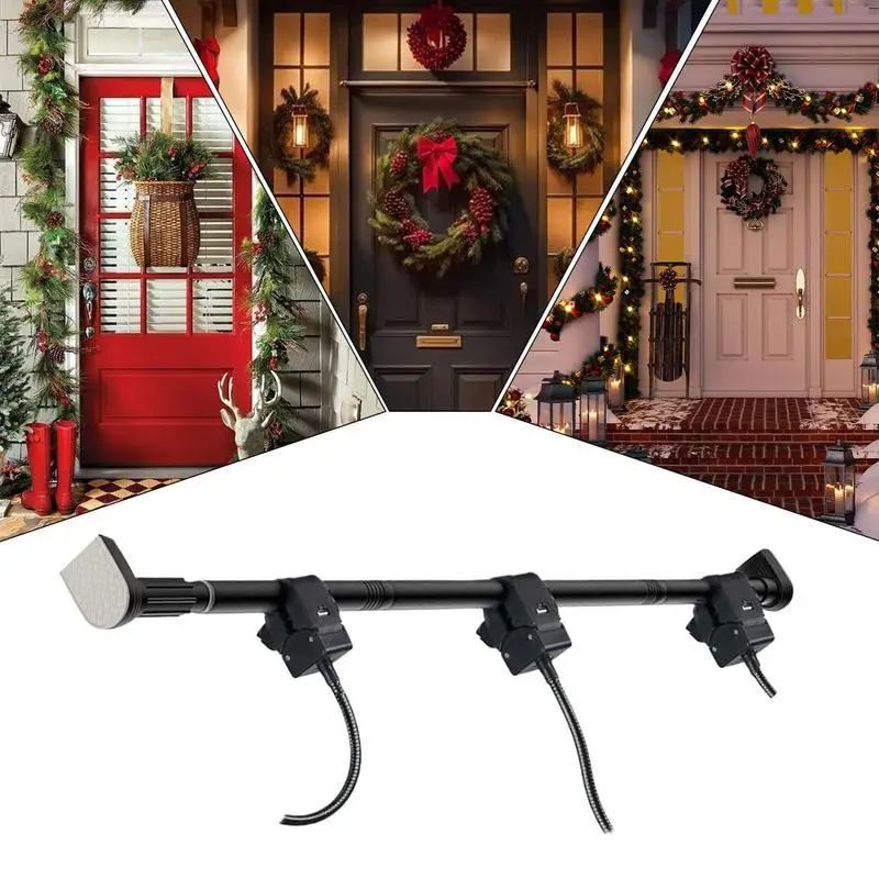 Door Hook for Wreath Strong Load Bearing Metal Christmas Garland Hook Removable Adjustable Tension Rod Reusable Door Hanger