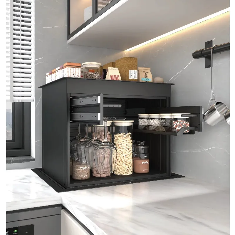 New kitchen automatic cabinet voice-activated lifting wall cabinet electric lifting basket