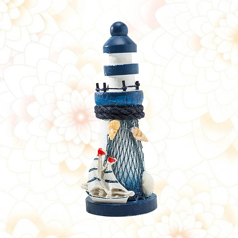 

The Lighthouse Mediterranean Style Home Decoration Wooden Statue Adornment Model Ornament Baby