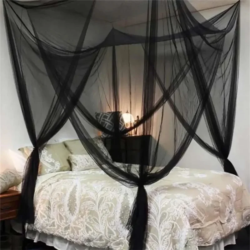 SYW-Mosquito Net, Palace Four Door Queen Size Double Bed, Home Single Bed Insect Proof Square Elegant Canopy Mosquito Net