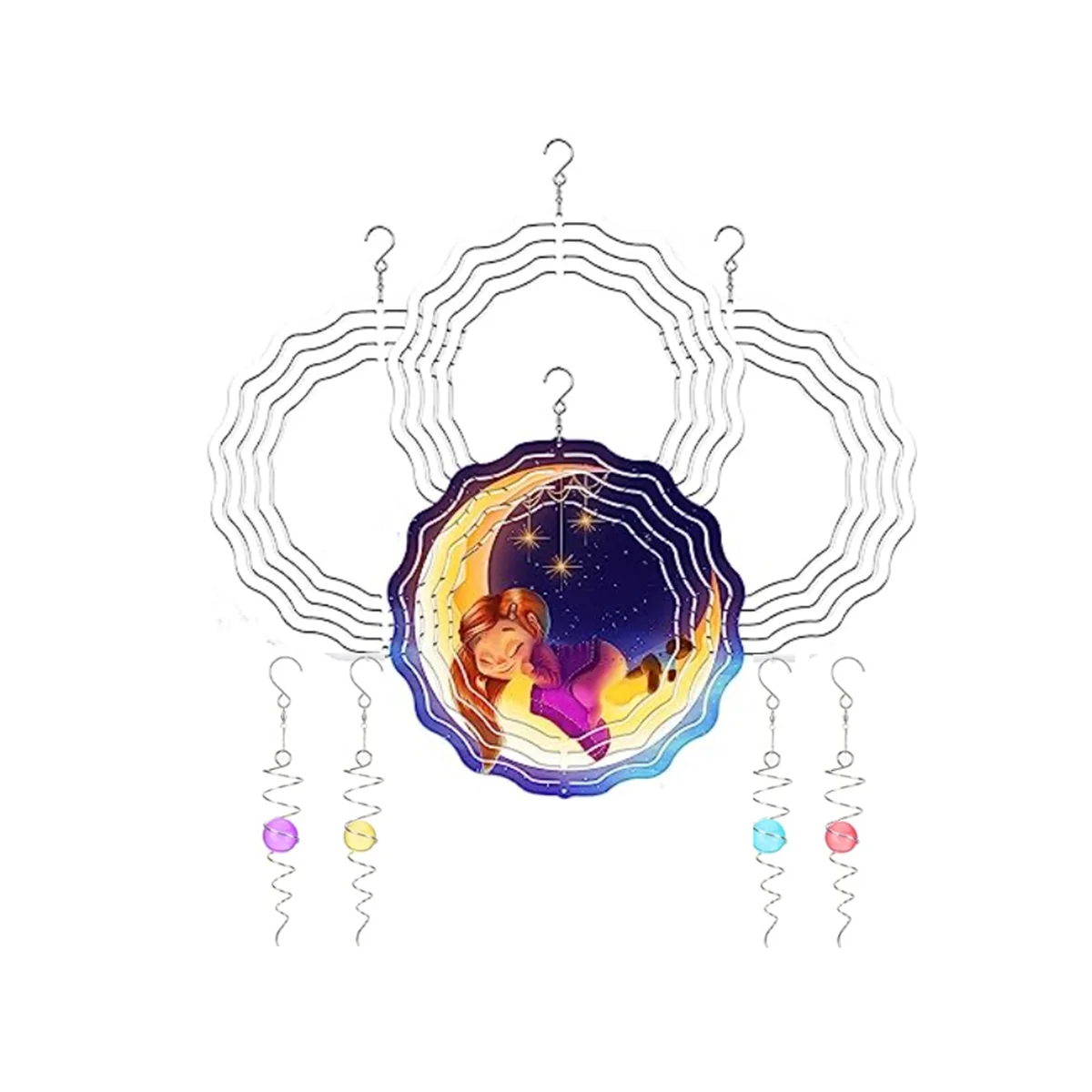 

8 Inch Sublimation Wind Spinner Blanks with Ball Spiral Tail 3D Hanging Wind Spinners DIY for Indoor Outdoor Garden Yard