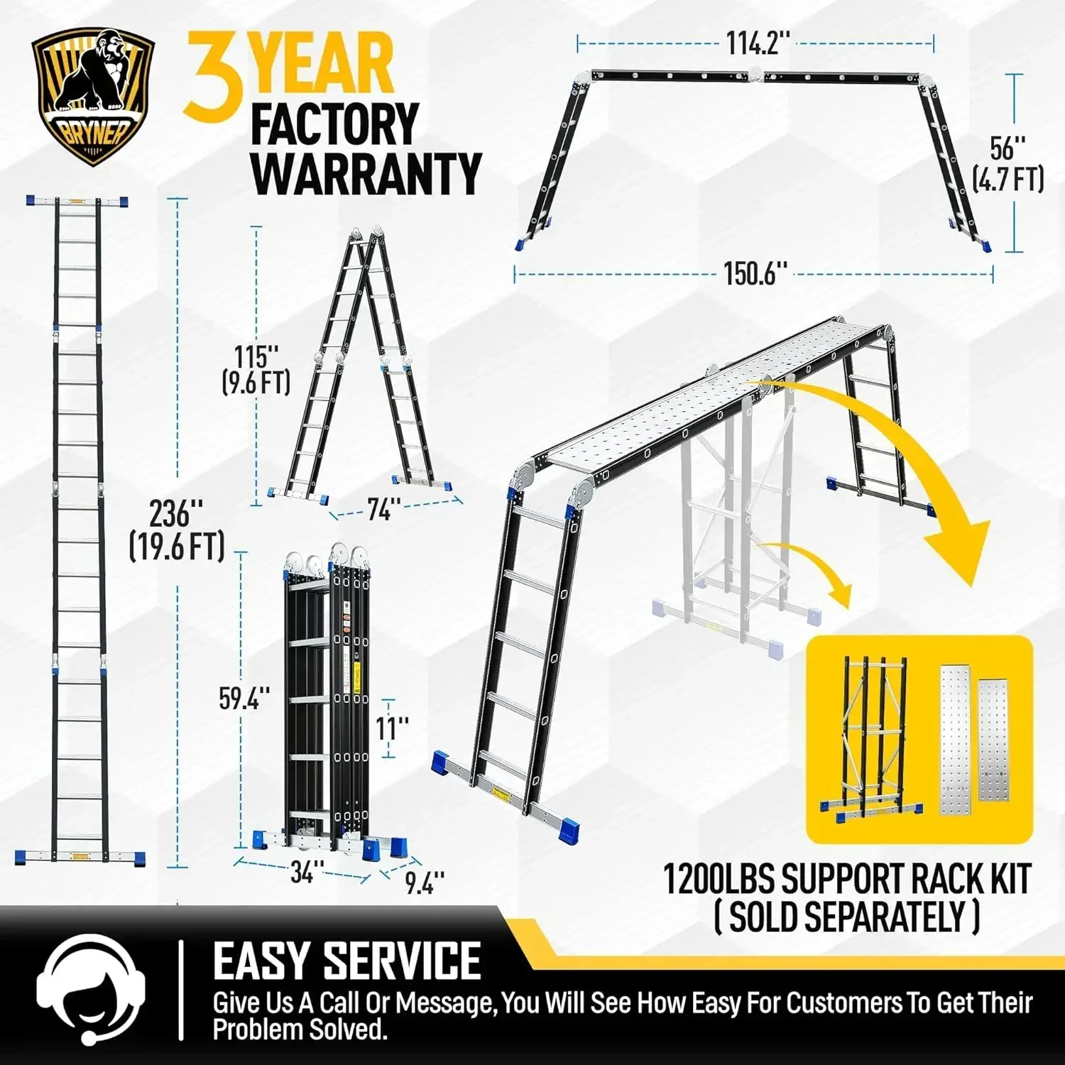 Bryner folding ladder, 19.6ft