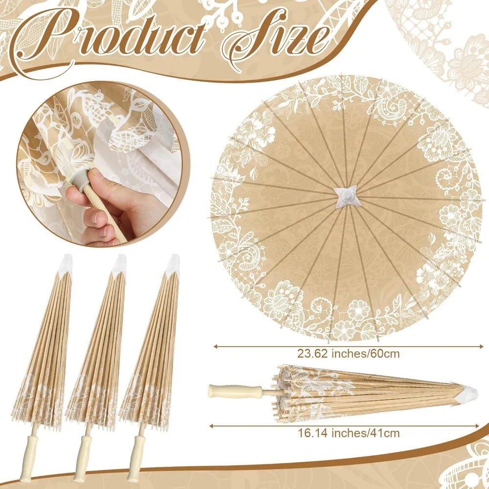 مظلات ورقية على الطراز العتيق للبيع بالجملة لحفلات الزفاف، مظلات شمسية مزخرفة يابانية صينية مقاس 23.6 بوصة لحفلات الزفاف وT #2