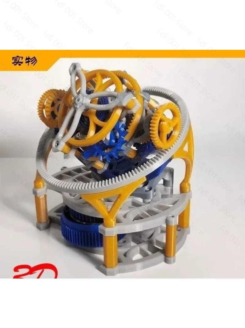 2026-q896-mouvement-mecanique-tourbillon-trois-axes-a-impression-3d-modele-d'ornement-cadeau-creatif-fait-main-diy-a-assembler-par-torsion