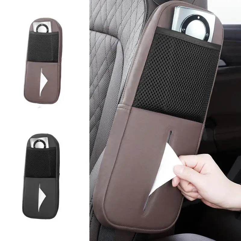 Car Seat side Storage Bag Multifunctional auto Storage Organizer Mesh Pocket Phone Holder auto seat Tissue Holder for cars SUVs