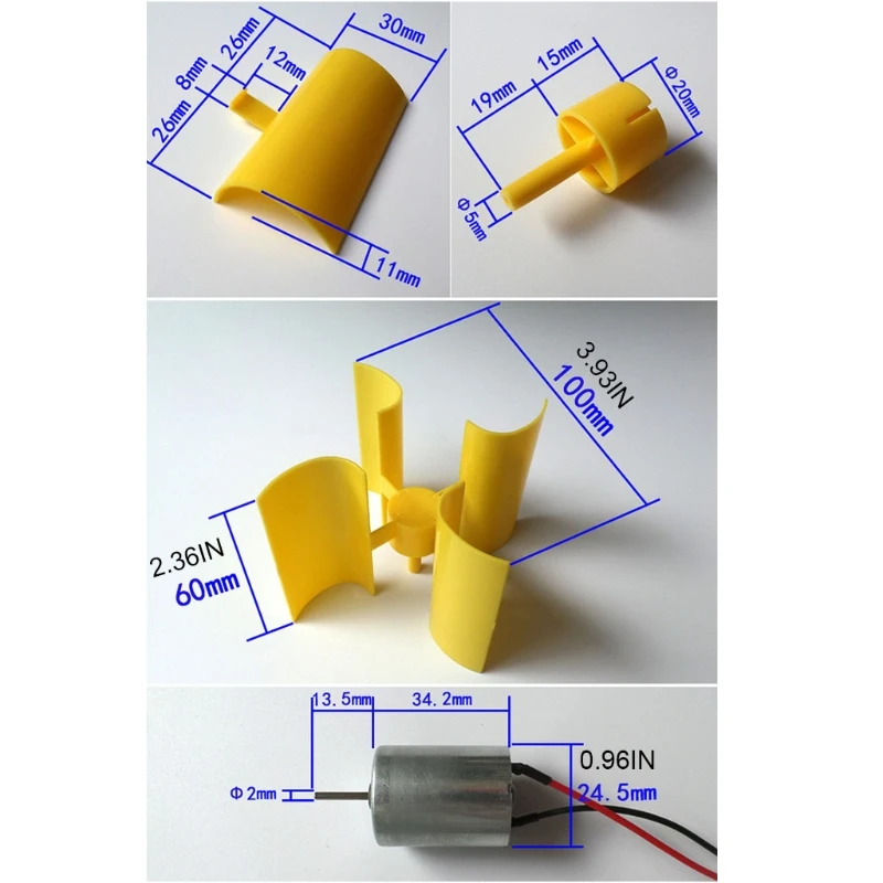 Mini Wind Turbine Vertical Generator Model Suitable for Improve Display Effect Small Motor Blades Generator for DIY Experiment