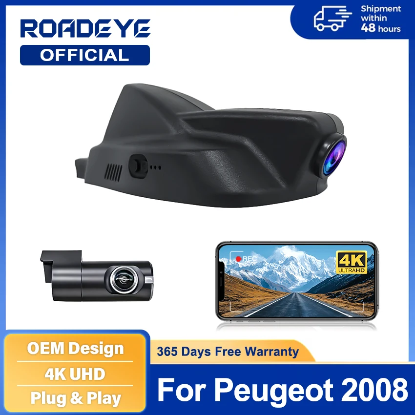

for Peugeot 2008 A94 2013–2018 4K HD 2160P Plug and Play Wifi Car DVR Video Recorder Built-In Wi-Fi Support Dash Cam
